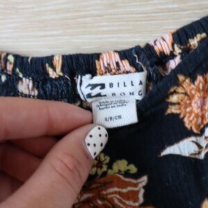 Billabong Black Dress with Orange Floral Design